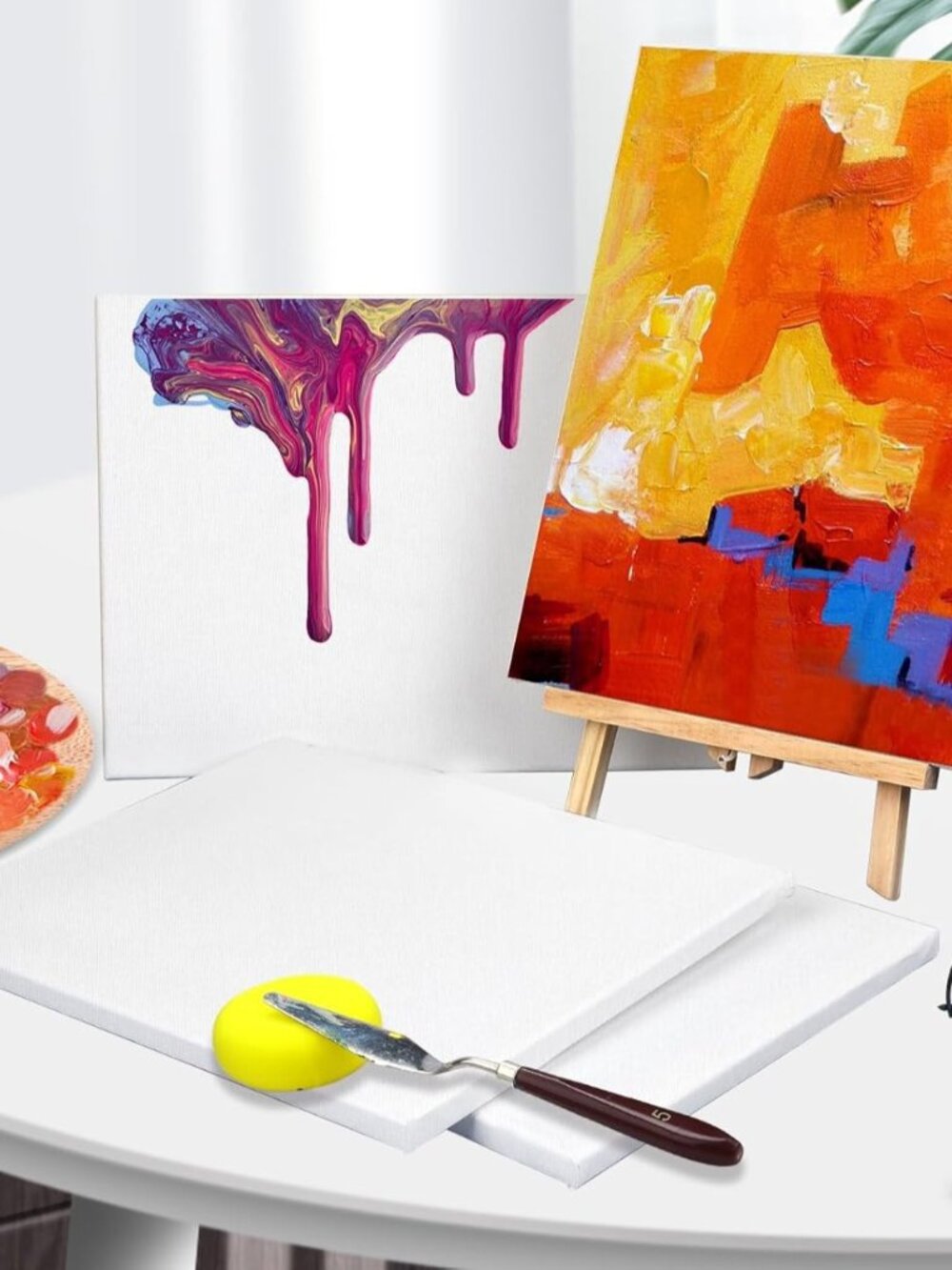 Stretched Canvas for Painting 11x14 Inch 2 Pack Blank Canvas 5/8" wood frame